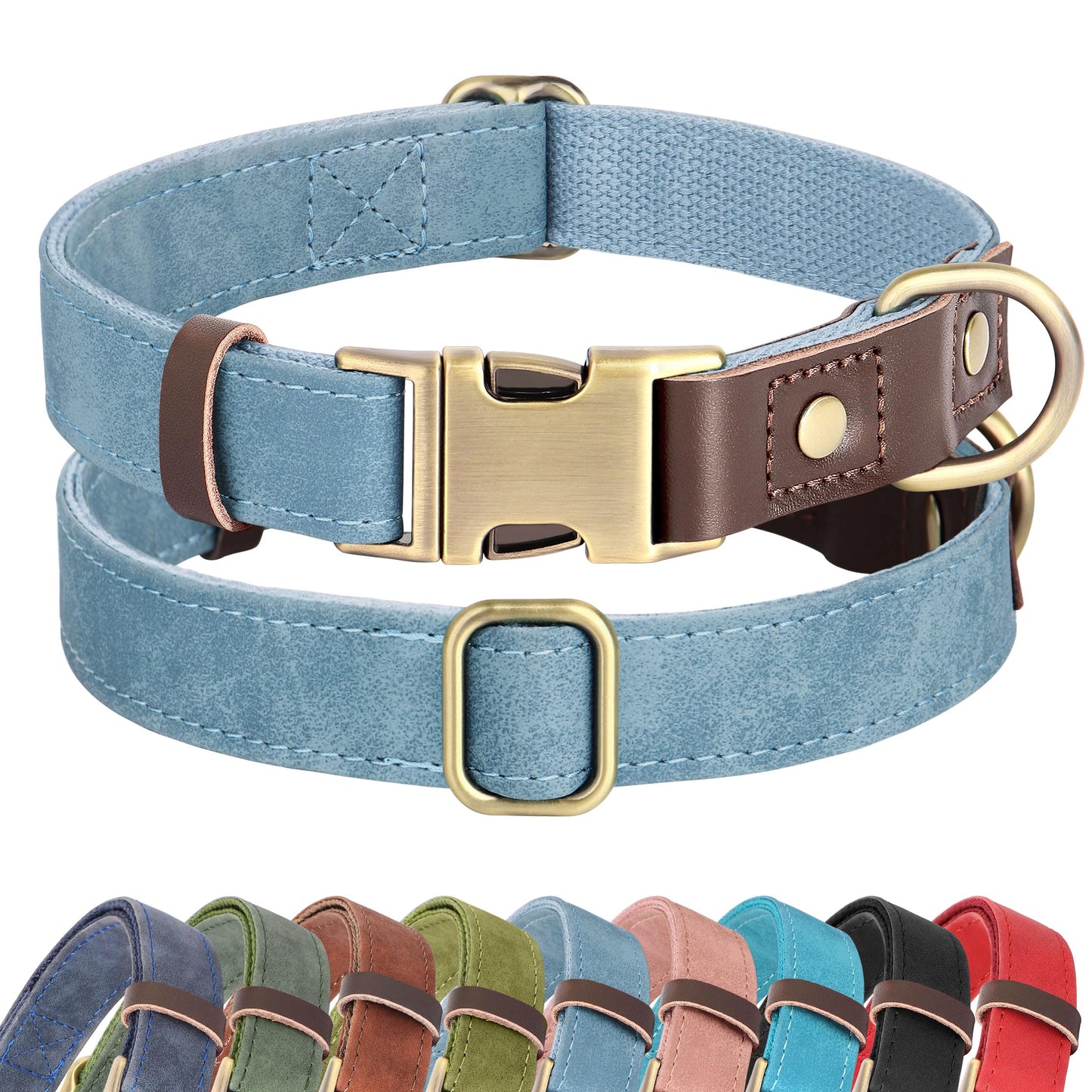 PU Leather Dog Collar with Soft Nylon Lining