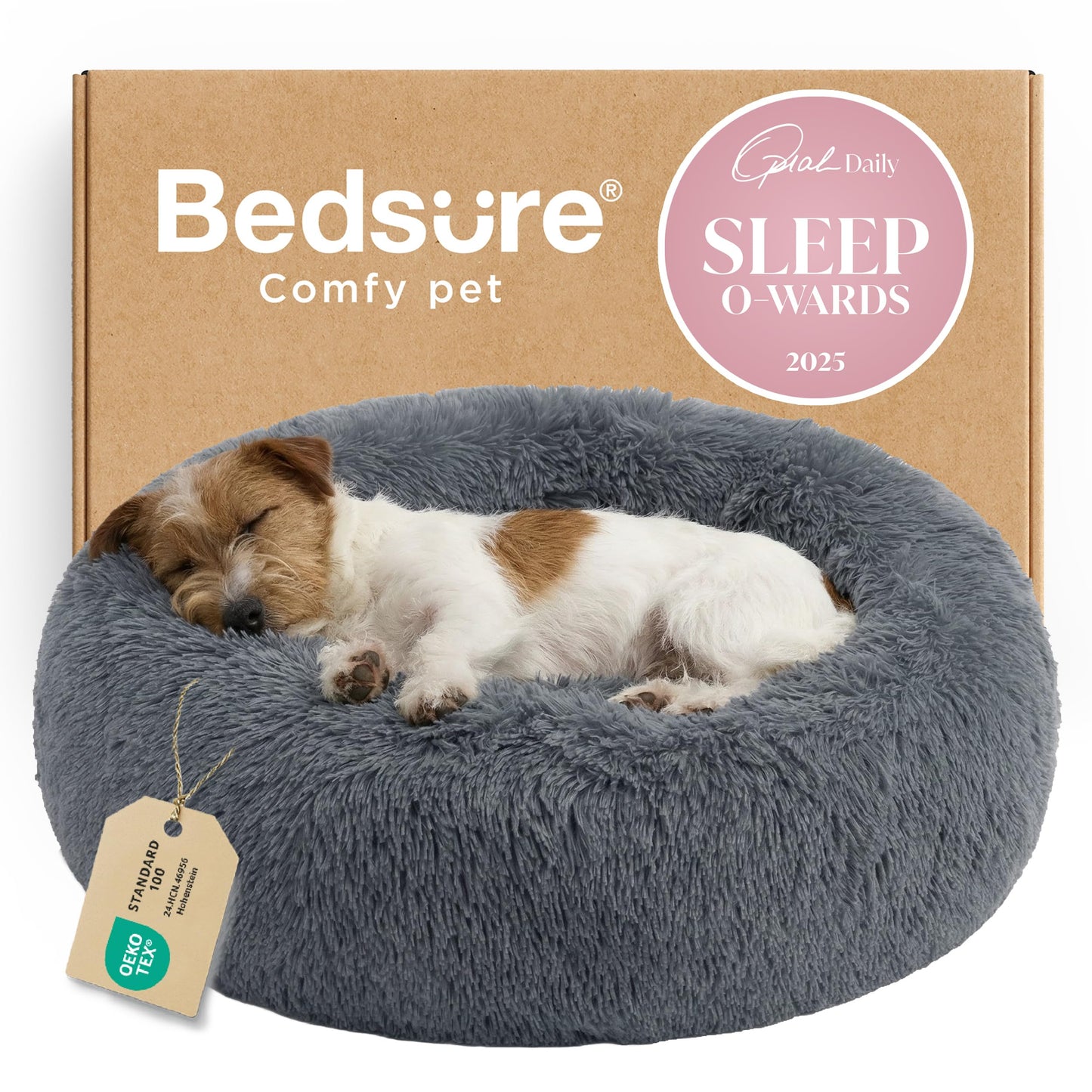 Calming Donut Dog Bed with Washable Faux Fur