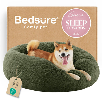Calming Donut Dog Bed with Washable Faux Fur