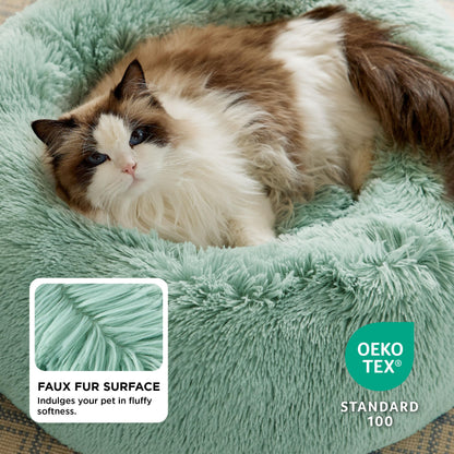 Calming Donut Dog Bed with Washable Faux Fur