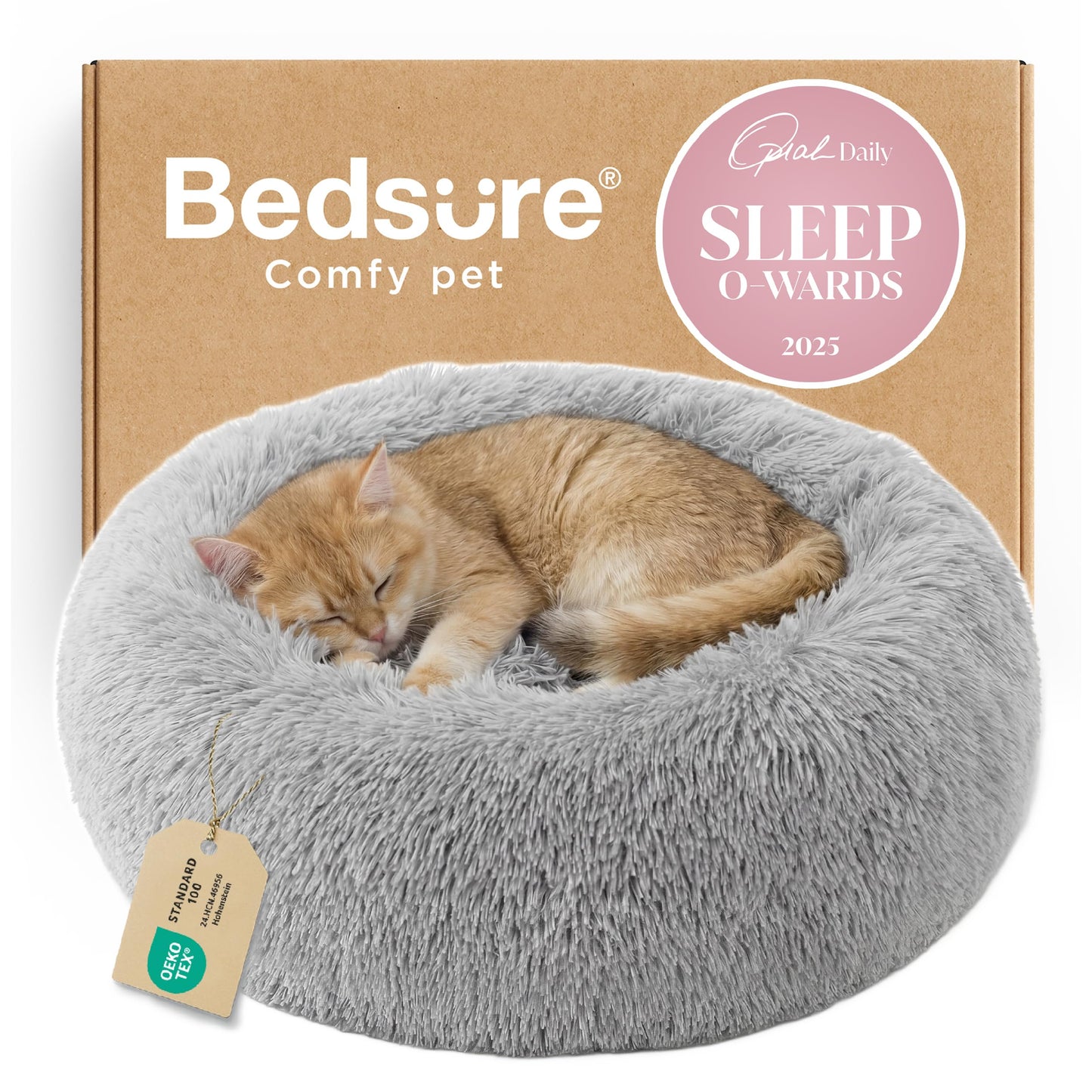 Calming Donut Dog Bed with Washable Faux Fur