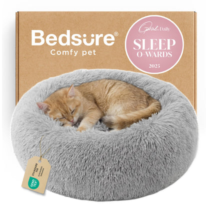 Calming Donut Dog Bed with Washable Faux Fur
