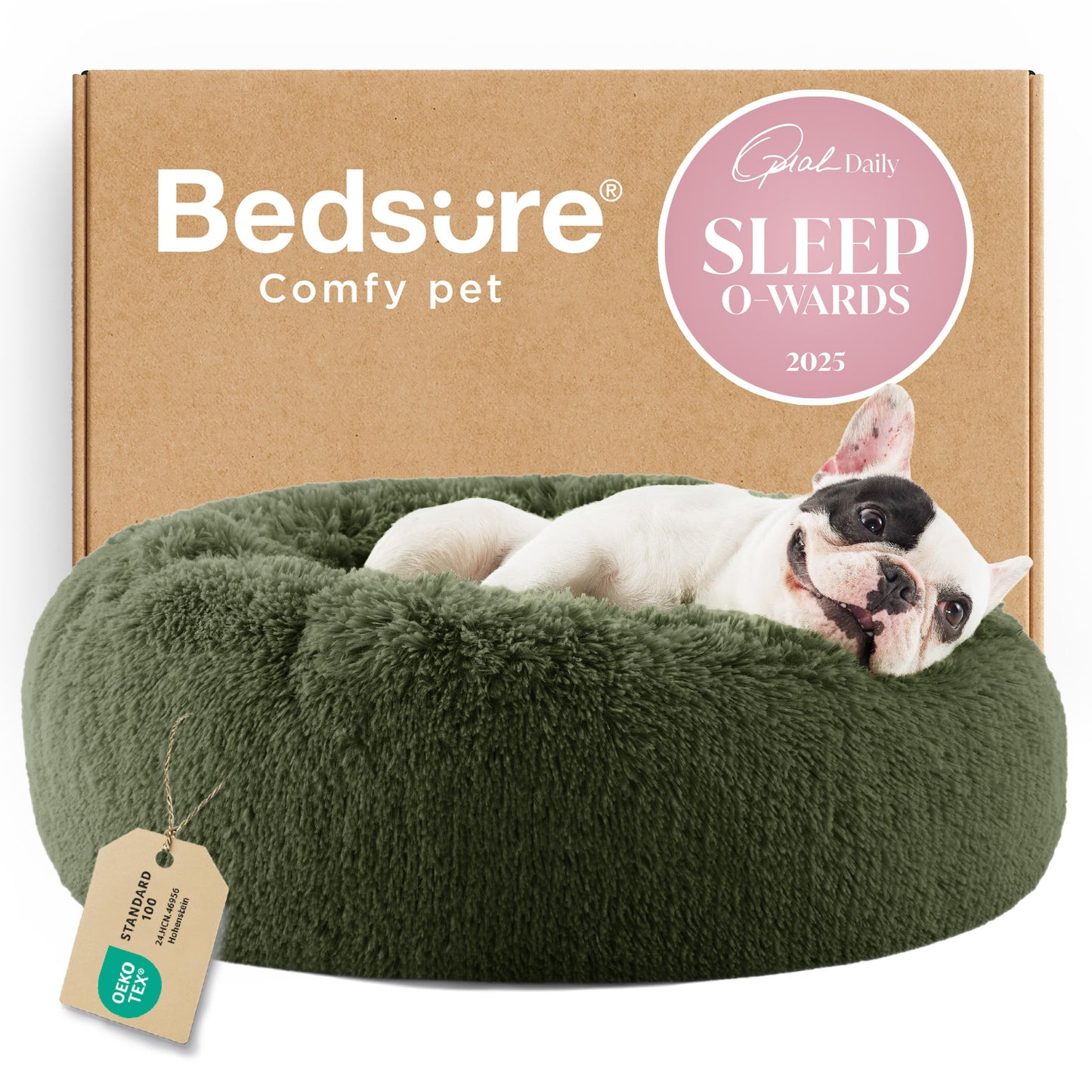 Calming Donut Dog Bed with Washable Faux Fur