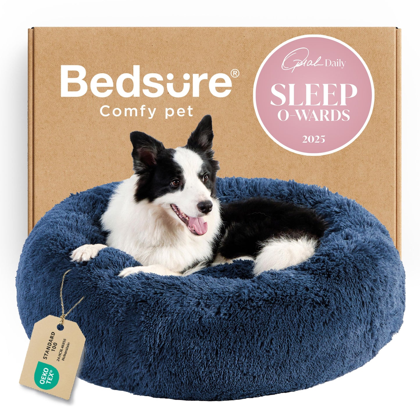 Calming Donut Dog Bed with Washable Faux Fur